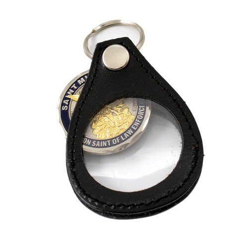 Llavero de cuero desafío militar con soporte de monedas cadena FOB 2" estuche con fichas de póquer - Imagen 3 de 3