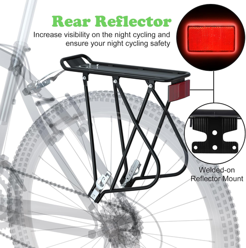 Bike Cargo Rack W/Bungee Cargo Net & Reflective Logo Universal Adjustable Bicycl - Picture 3 of 9
