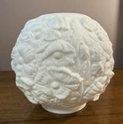 Fenton White Milk Glass Poppy GWTW Banquet Parlor Lamp Globe Shade 8" VTG