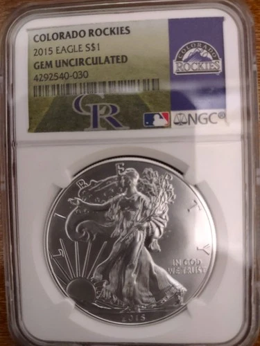 2015 NGC GEM UNCIRCULATED American Eagle (Colorado Rockies) Silver Coin