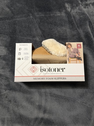 Zapatillas mullidas de espuma viscoelástica Isotoner negras para mujer 9,5 - 10 XL NUEVAS