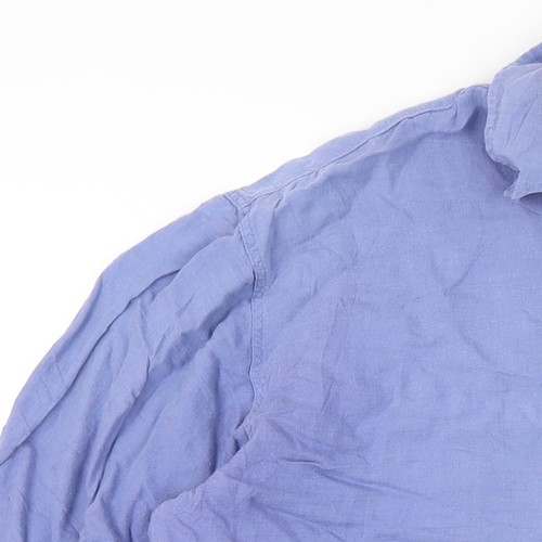 Laura Ashley Women's Blue Linen Button-Up Shirt, Size 10 - Picture 7 of 12