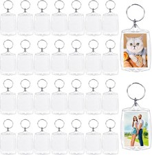30 pcs Acrylic Photo Frame Keyring,2.16 x 1.5 Inch/5.5 x 4 cm Personalized Keych