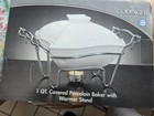 new NIB Godinger 1 QT Covered Porcelain Baker w/ Warmer Stand white party dish