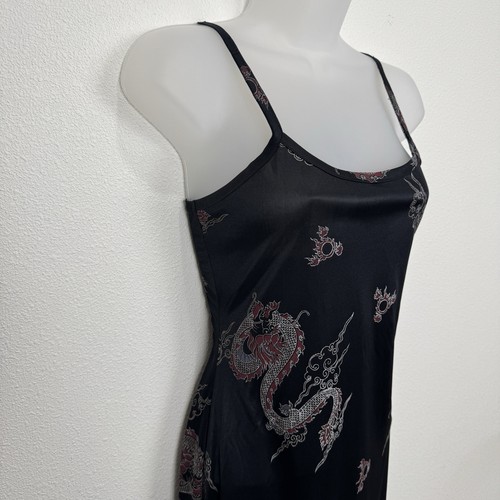 Maxi Vestido De Colección Años 90 Whimsigoth Para Mujer Pequeño Negro Estampado Dragón Grunge Sirena Gótica - Imagen 7 de 15