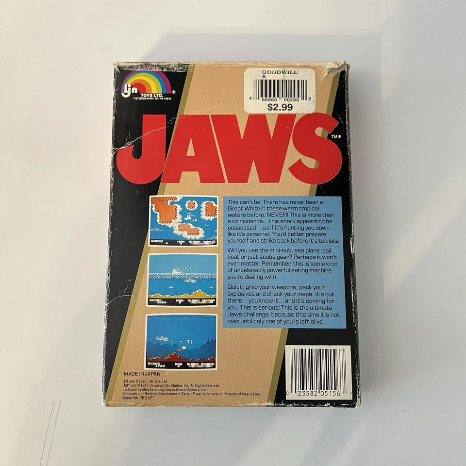 Falta manual Jaws (juego y caja) Nintendo NES Foto 3 de 3