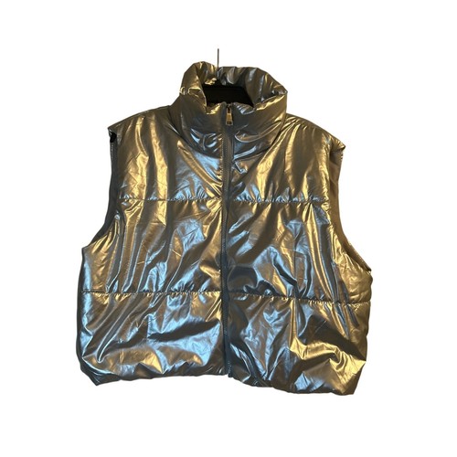 GUC Daisy Silver Puffer Cropped Puffer Jacket Warm Front Zipper Size 1X - Bild 1 von 6