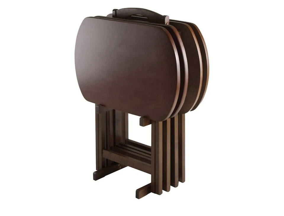 Winsome Juego de Bandeja de TV de Madera de Nogal  Foto 3 de 4