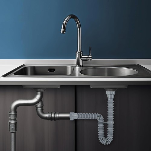 1-1/2 & 1-1/4 Flexible Kitchen Sink Drain Kit Adjustable Bathroom P-Trap Sink - Picture 3 of 6
