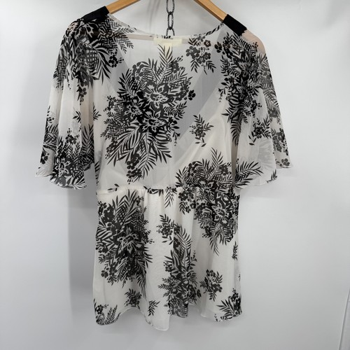 Cloze Blouse Womens L Floral Chiffon Kimono Style V-Neck Fairy Y2K Babydoll - Picture 2 of 10