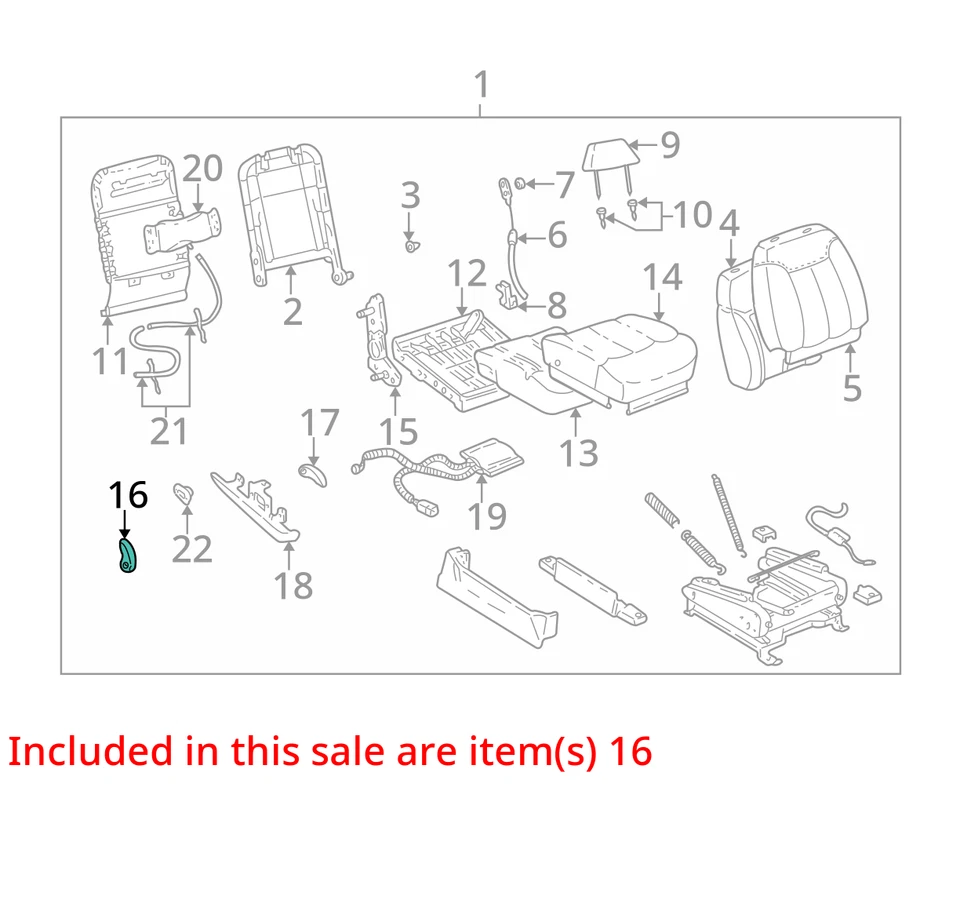 1995-2000 CHEVROLET GMC C2500 K2500 HANDLE P/SEAT BK CUSH LAT 12476774 -  NEW - Image 2 of 3
