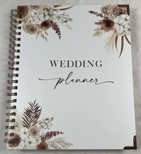 ZICOTO Wedding Planner Book Spiral Notebook Organizer Tabs Pockets Floral Boho