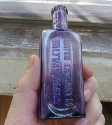 WATCH EXTRACT CO WALTHAM,MASS AMETHYST 1890s FLAVORING EXTRACT BOTTLE - Picture 5 of 6