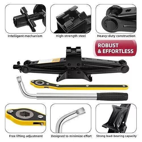 Kit de herramientas de llave de tuerca de rueda de manivela con mango de gato de tijera de 2 toneladas, 3 toneladas neumático de garaje para automóvil; - Imagen 39 de 48