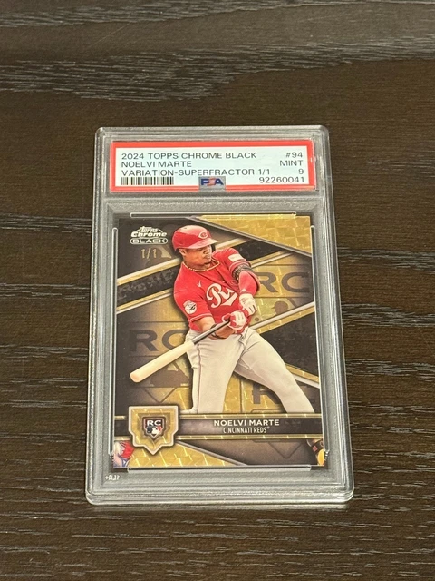Noelvi Marte RC SUPERFRACTOR 1/1, 2024 Topps Chrome Black, PSA 9, Reds