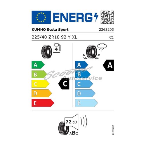 1x 225/40 R18 92Y ZR Sommerreifen Kumho Ecsta Sport PS-72 MFS XL | 34088 - Bild 2 von 4