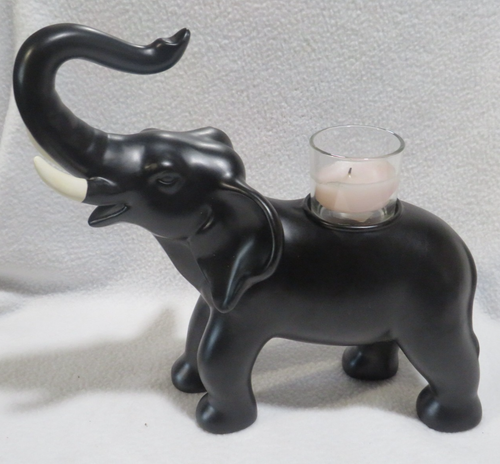 PARTYLITE Trompete Satin Schwarz ELEFANT Votivkerzenhalter 10" mit Box - Bild 4 von 11