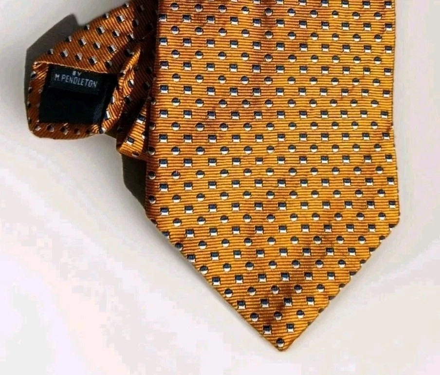 Men's Neck Tie Orange Blue Dots 100% Silk Made In Italy Foto 3 de 4
