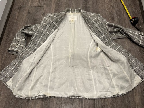 Escada X Neiman Marcus Germany Plaid Jacket Blazer Grey Pockets Size 42 Designer - Picture 7 of 8