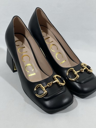 Gucci Baby Horsebit Pumps schwarz Leder mittelhoher Blockabsatz eckige Zehenpartie EU 37 US 7 - Bild 1 von 24