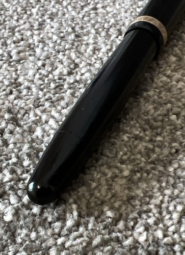 PARKER DUOFOLD BUTTON FILL FOUNTAIN PEN-BLACK-14Ct NEWHAVEN NIB-ENGLAND-(A6) - Foto 9 di 12