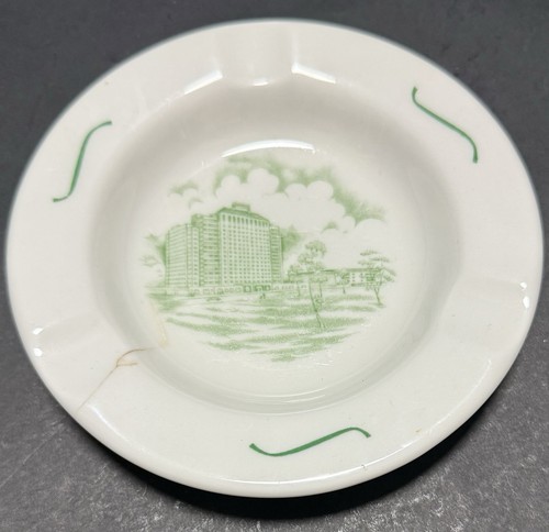 Vintage Shamrock Hotel Houston Texas Aschenbecher Irokesen Porzellan ~ 5,5" D Hilton *WIE BESEHEN* - Bild 1 von 7