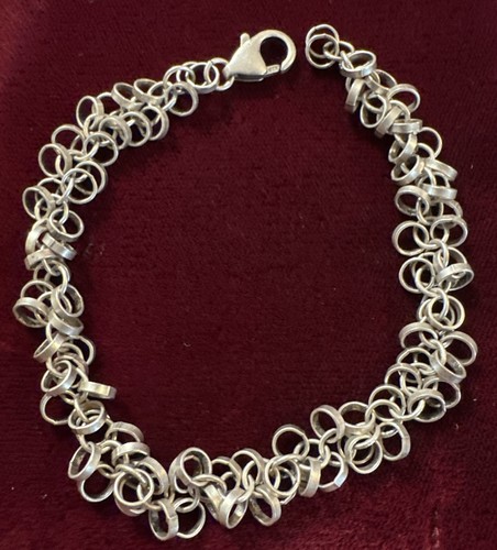 Vintage Sterling Silber Armband 925 Handwerker Schleife Cluster Kettenglied 7,5" 11g