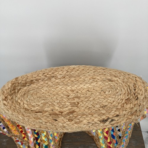 Antik Kraft gewebt Ruhi Jute Stroh recycelter Stoff Handtasche Regenbogen bunt Kunst - Bild 7 von 13