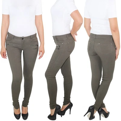 Damen Skinny Jeggings Slim Fit Hose Treggings Leggings Stretch Hüft XS bis 4XL - Bild 1 von 4
