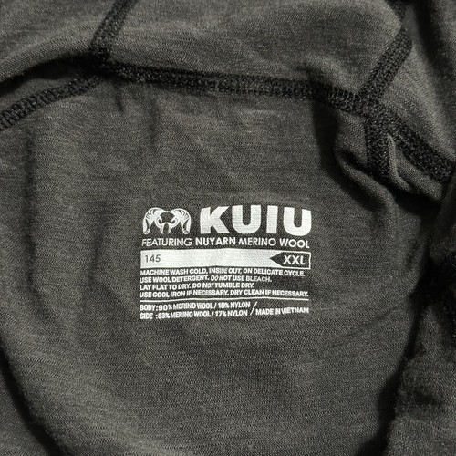Kuiu Gray Black Pullover Base Layer Nuyarn Merino Wool Hood 1/4 Zip Logo Sz 2XL - Picture 6 of 6