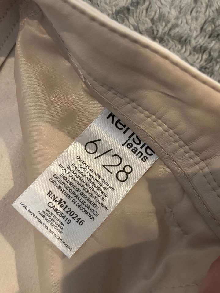 Pantalones de cuero veganos Kensie para mujer 6/28 beige tostado ajustados elásticos plisados informales Foto 3 de 4