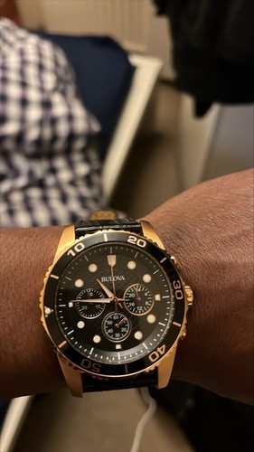 Bulova Chronograph Men's Black Watch 98A192,in excellent condition(custom strap) - Picture 10 of 16
