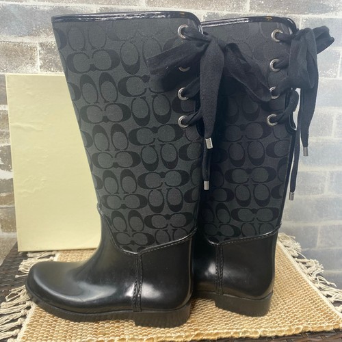 Coach Tristee Schnürstiefel Korsett Signaturdruck Logo schwarz Damen 9 - Bild 5 von 17