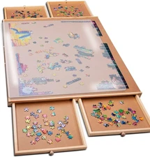 PlayVibe 1000 Piece Puzzle Board with Drawers and Cover - Portable Wooden... 