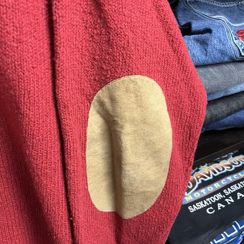 Suéter Vintage Polo Ralph Lauren Para Hombres 2XL Gamuza Codo Parche Lana Alpaca Años 90 Foto 3 de 4