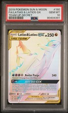 2019 POKEMON SUN & MOON TEAM UP SECRET #190 FULL ART/LATIAS & LATIOS GX PSA 10