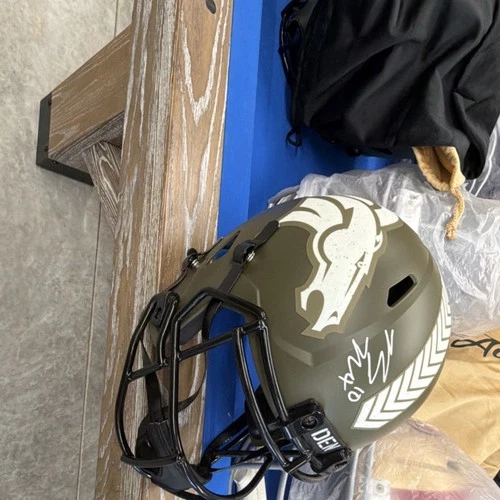 Bo Nix Denver Broncos Original Football Signed Helmet Beckett Authenticated