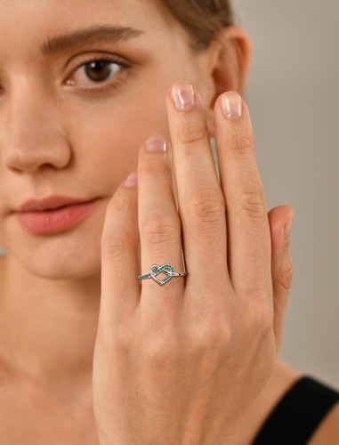 Liebesknoten Herz Versprechen Ring 925 Sterling Silber Infinity Ringe Created Aquam... - Bild 3 von 6
