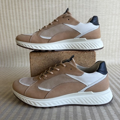 Ecco St.1 Schuhe Herren Größe 9 Hellbraun Weiß Leder Wildleder Turnschuhe Komfort 836234 - Bild 2 von 21