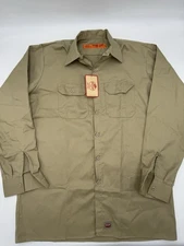 New Red Kap Khaki Short Sleeve Utility Work Shirt, Size Large Tall ST52KH