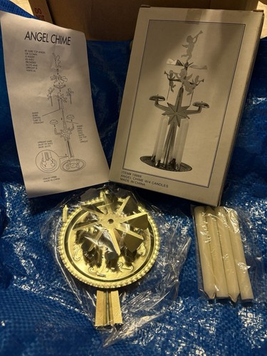 Angel Chime With 4 Candles Gold Tone New In Box - Picture 3 of 6