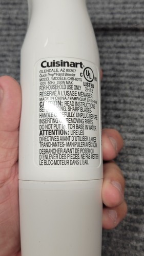 Cuisinart Quick-Prep Single-Speed Hand Blender - White - CHB-60TG - Picture 3 of 5