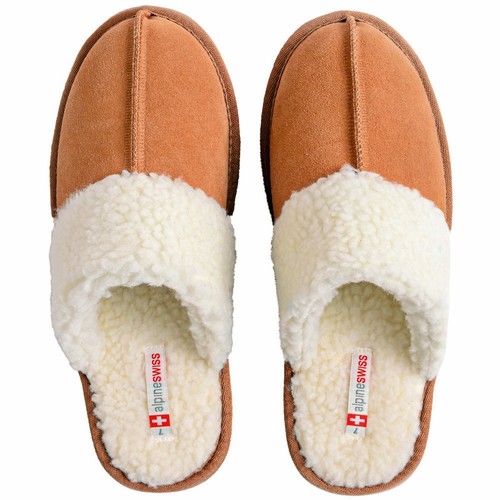 Alpine Swiss Womens Genuine Suede Memory Foam Scuff Slippers Slip On House Shoes - Picture 6 of 46