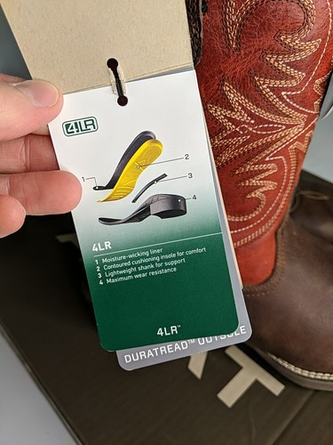 Ariat Herren Sport Pardner Matt Rebel Braun & Blutrot Eckige Zehe Stiefel Gr. 12 - Bild 4 von 15