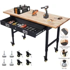 60 x 22 Adjustable Height Workbench on Wheels with Power Outlet & Drawer