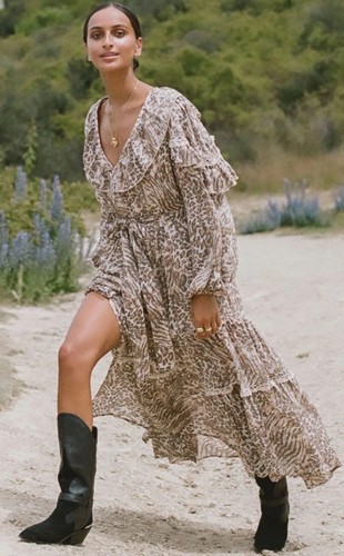 Spell & The Gypsy Collective Ada Gown Leopard Print Size M AU 10 US 6 - Picture 6 of 23