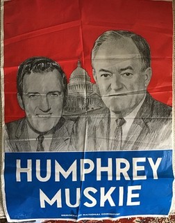 Vintage Classic Hubert Humphrey Ed Muskie Plastic Poster 1968 NOT PIN PINBACK