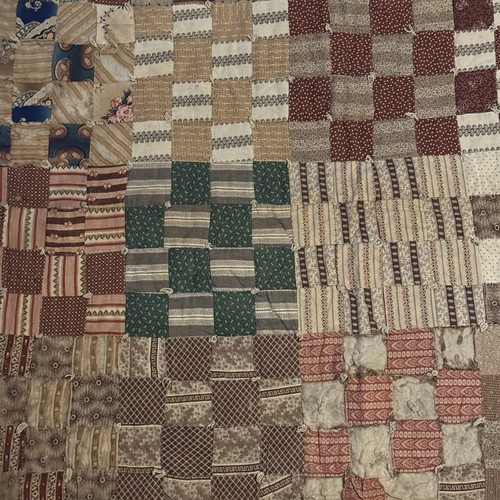 Vtg Hand Sewn Stitched Farmhouse Patchwork Quilt Handstiched Tied Old Worn 80x64 - Imagen 4 de 24