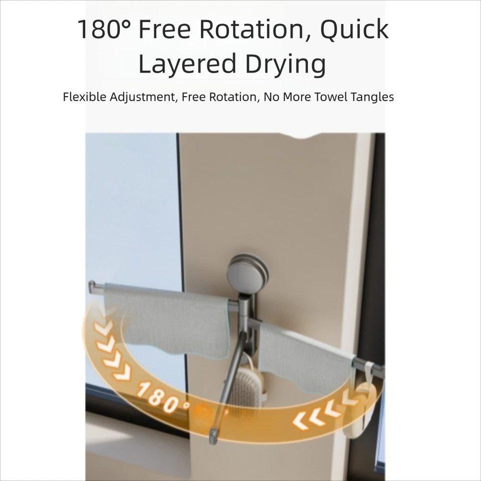 Rotatable Suction Cup Rotating Towel Rack Kitchen Storage Rack Bathroom - Image 3 of 4