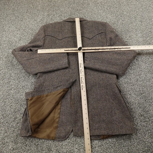 VTG Levis Blazer Mens 42L Brown Herringbone Tweed Western Jacket Sport Coat USA - Picture 7 of 10